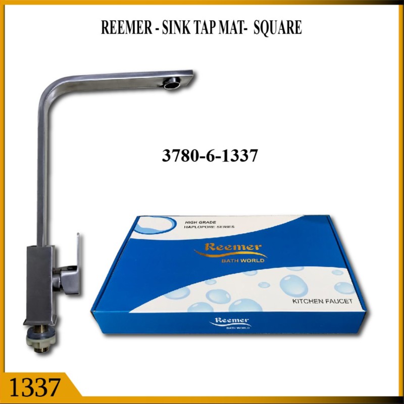 SINK TAP SQ LONG HEAVY MATT REEMER (1337)
